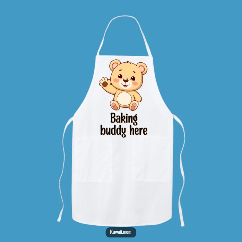 Funny Teddy Bear Wave Apron - Cheerful Character Chef Wear for Kitchen Fun