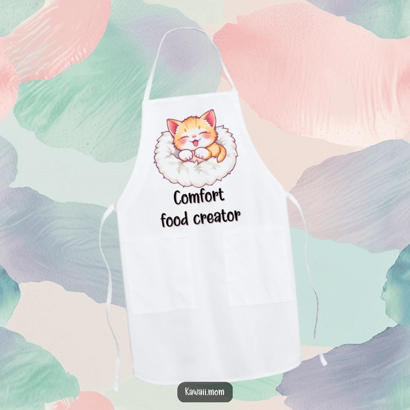 Funny Apron: A delighted kitten rolling over in a soft, fluffy pile, perfect for adding cozy cheer to cooking.