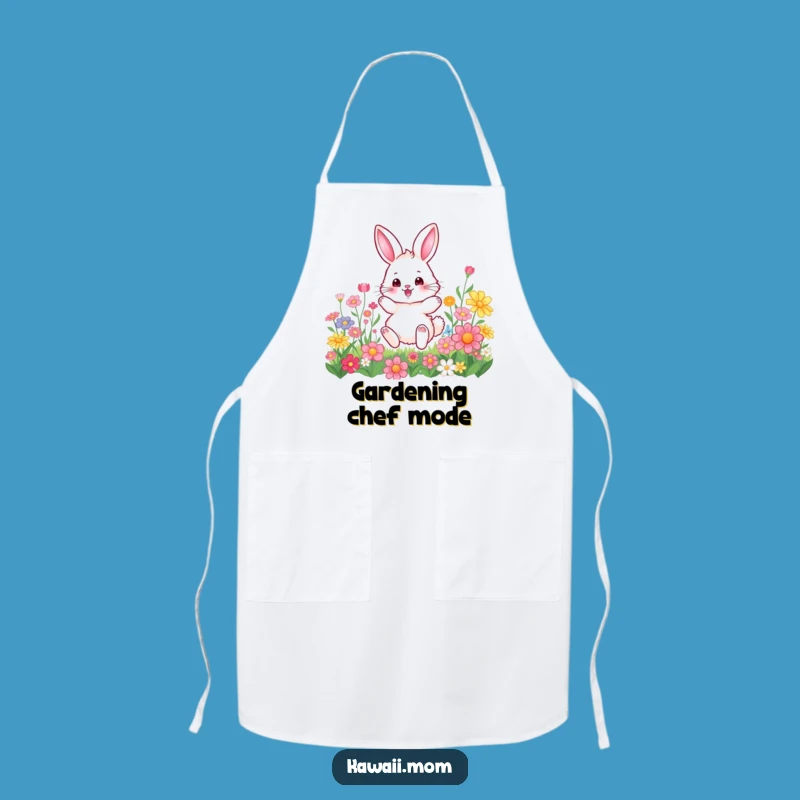 Funny Bunny Flower Hop Apron: Cheerful Character Kitchen Wear, Perfect Humorous Gift