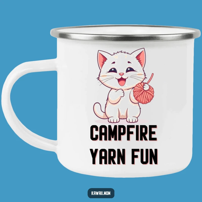 Funny Kitten Yarn Ball Camping Mug: Durable Character Cup, Perfect Humorous Gift