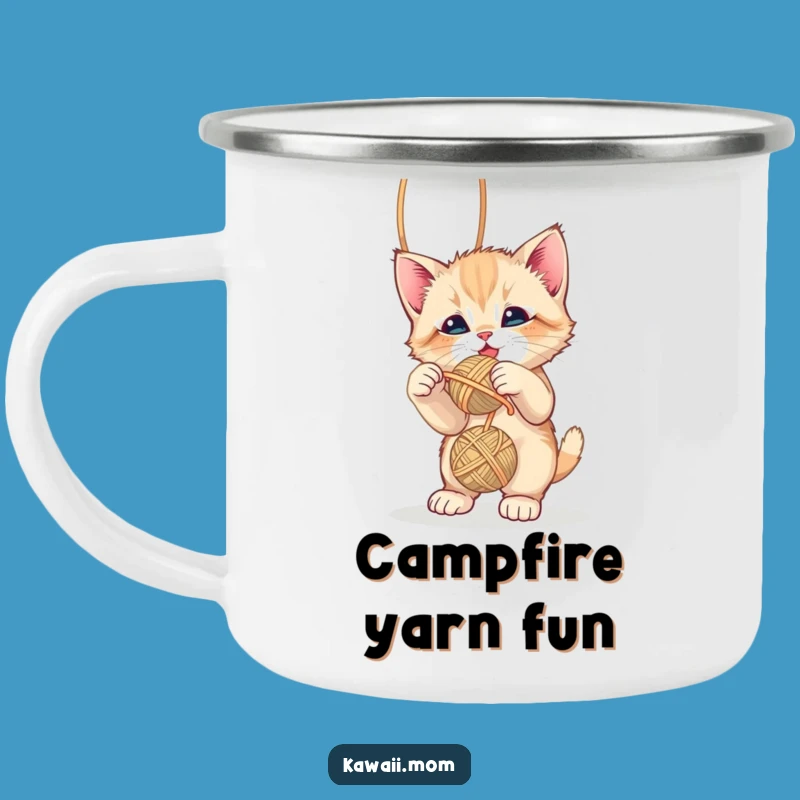 Funny Kitten Yarn Ball Camping Mug - Playful Adventure Gift