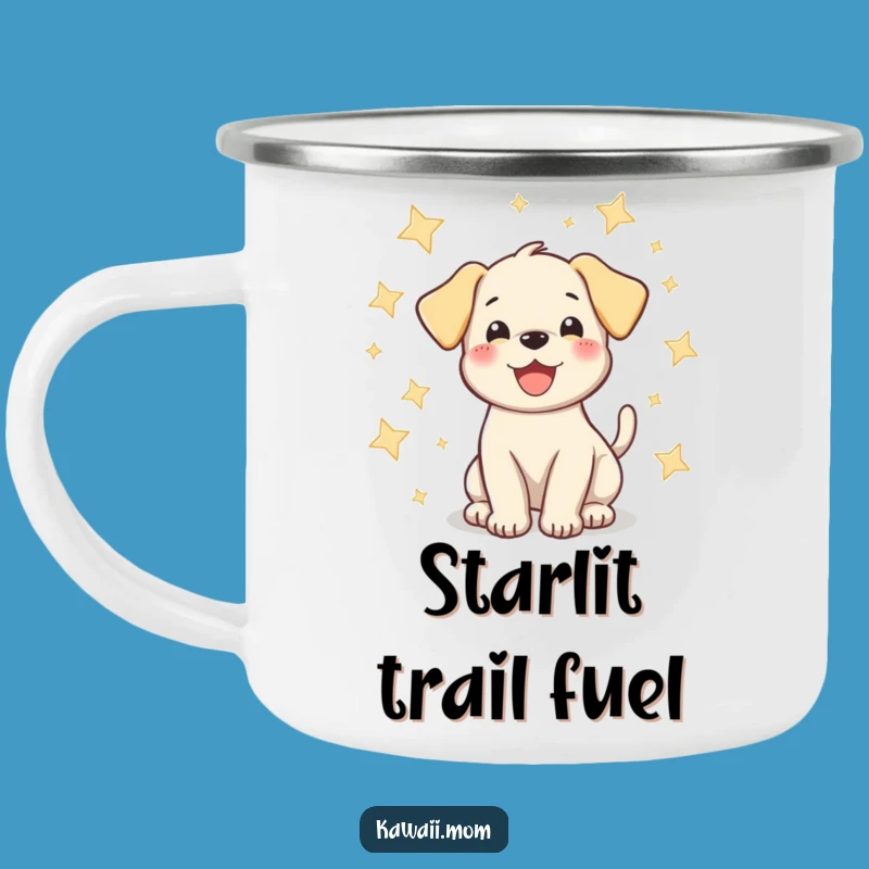 Funny Puppy Star Wag Camping Mug - Happy Dog Cup for Outdoor Adventures
