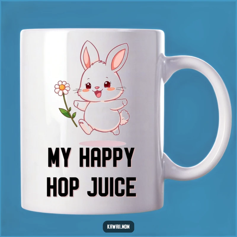 Funny Bunny Flower Hop Mug - Adorable Fluffy Character Gift for Easter Lovers
