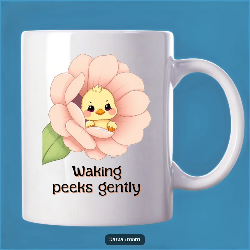 Funny Chick Flower Peek Mug - Adorable Baby Bird Gift for Spring Lovers
