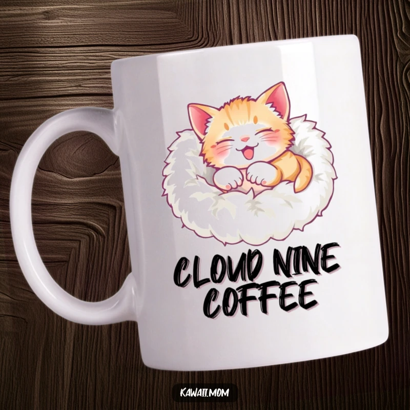 Funny Mug: A delighted kitten rolling over with pure joy in a soft, fluffy pile, radiating contentment.