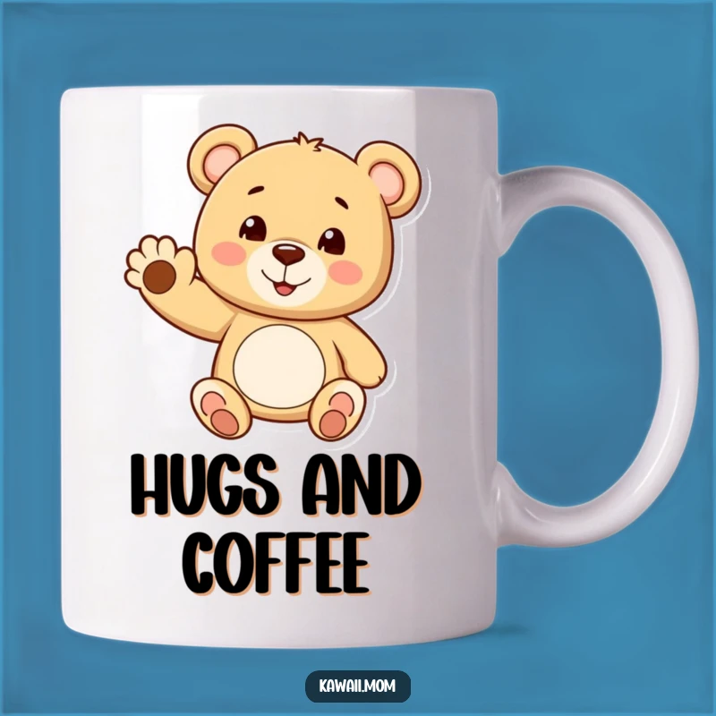Funny Teddy Bear Wave Mug - Cheerful Character Gift for Huggable Moments