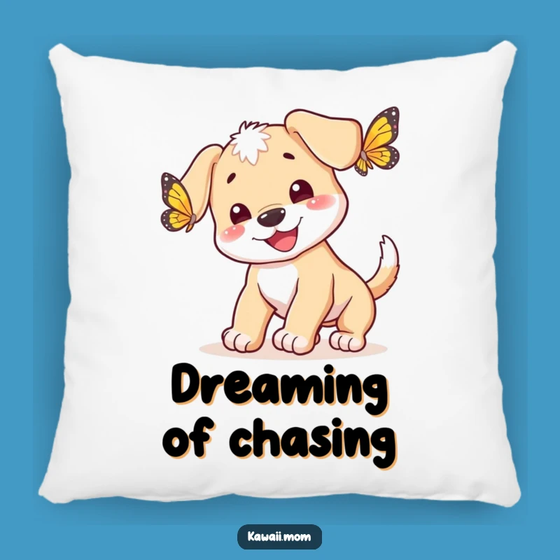 Funny Puppy Butterfly Chase Pillow - Cozy Comfort with a Happy Dog Gift