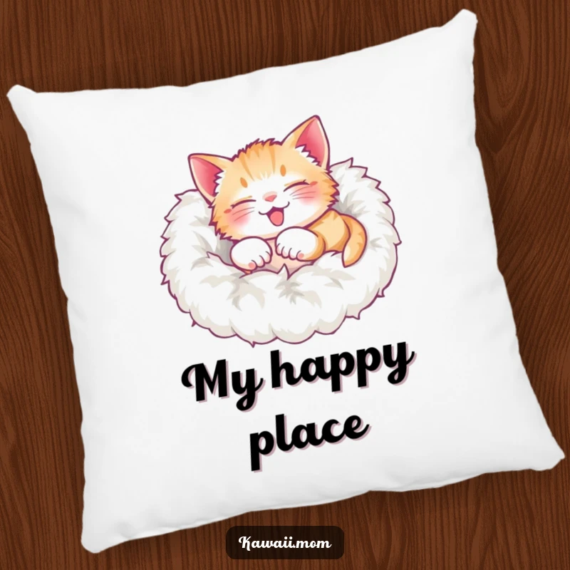 Funny Pillow: Soft plush featuring a delighted kitten happily rolling over in a soft, fluffy pile, bringing ultimate comfort.