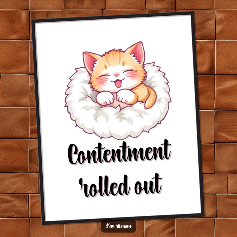 Funny Digital Art: High-quality image of a delighted kitten rolling over in a soft, fluffy pile, full of cozy joy.