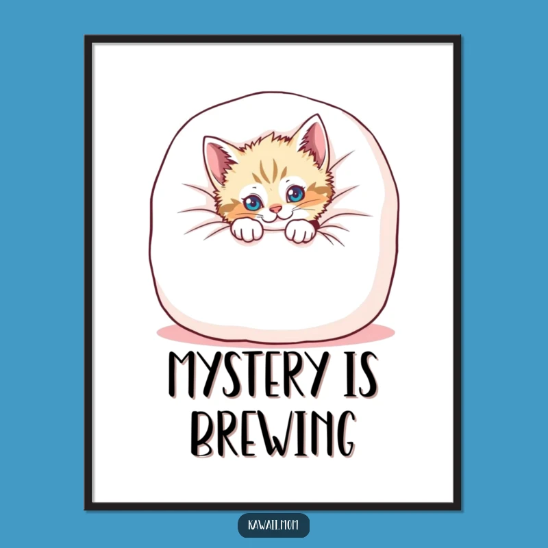 Funny Kitten Cushion Peek Digital Art - Playful Cat Print for Instant Charm