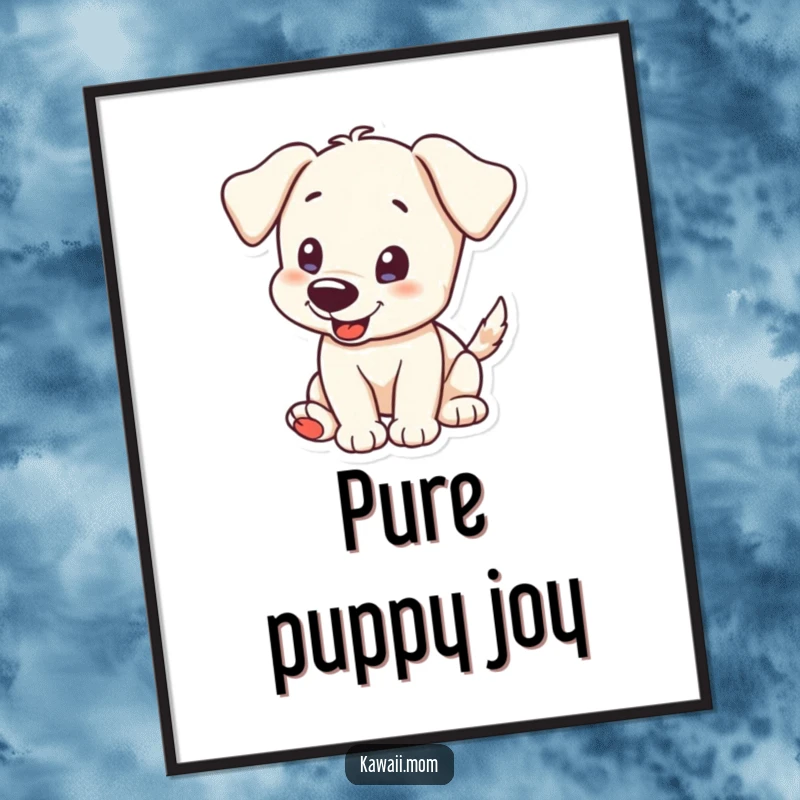 Funny Digital Art: High-quality image of an excited puppy character with its tail wagging, full of joyful motion.