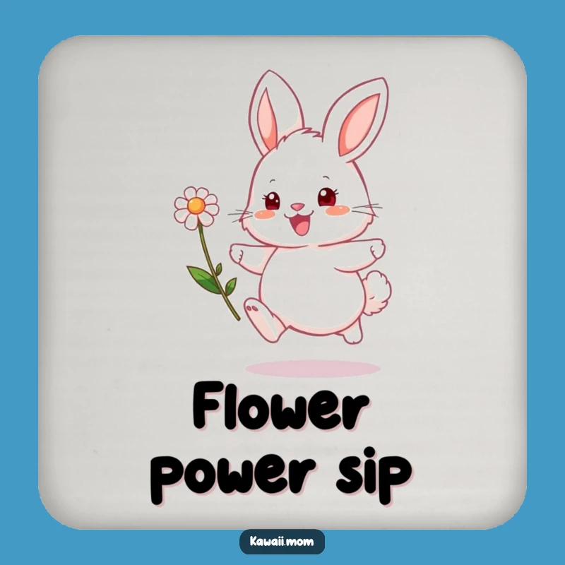 Funny Bunny Flower Hop Coaster - Adorable Fluffy Character Drink Protector for Tables