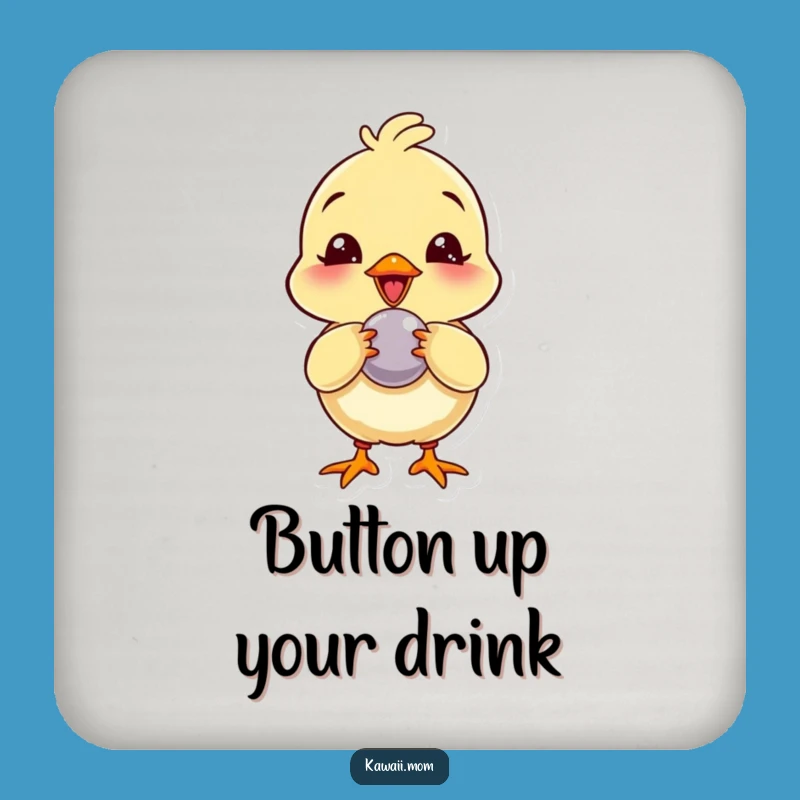 Funny Chick Button Peck Coaster: Cute Character Protection, Perfect Humorous Gift