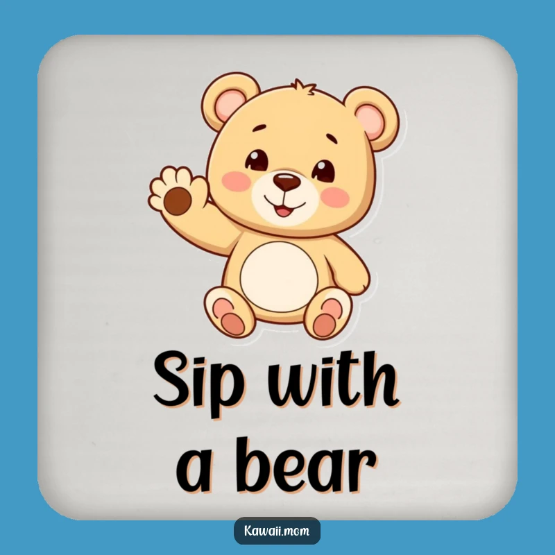 Funny Teddy Bear Wave Coaster - Cheerful Character Drink Protector for Tables