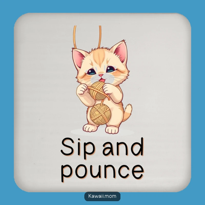 Funny Kitten Yarn Ball Coaster - Protect Surfaces with Playful Cat Gift