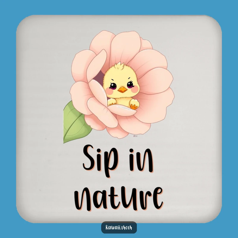 Funny Chick Flower Peek Coaster - Protect Surfaces with Spring Charm Gift