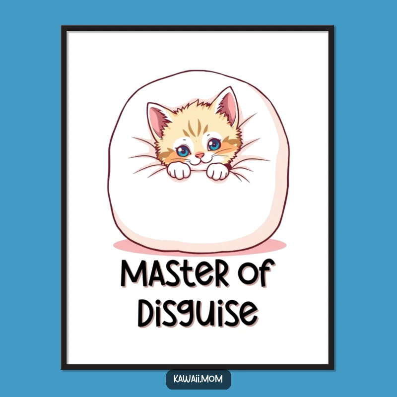 Funny Kitten Cushion Peek Poster - Whimsical Cat Art for Playful Decor