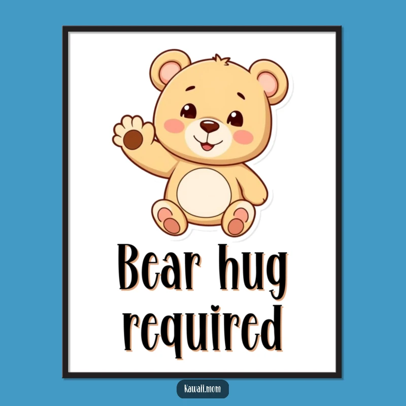 Funny Teddy Bear Wave Poster - Whimsical Character Art for Cheerful Decor