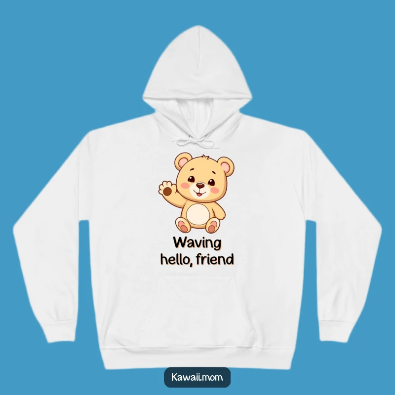 Funny Teddy Bear Wave Hoodie - Cozy Character Sweatshirt for Warm Hugs