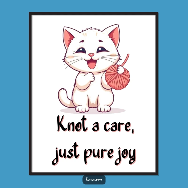 Free Printable Kitten Wall Art: Funny Yarn Ball Design for Playful, Cute Downloadable Decor