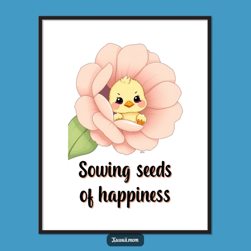 Free Printable Wall Art: Curious Chick Flower Peek Funny Downloadable Art
