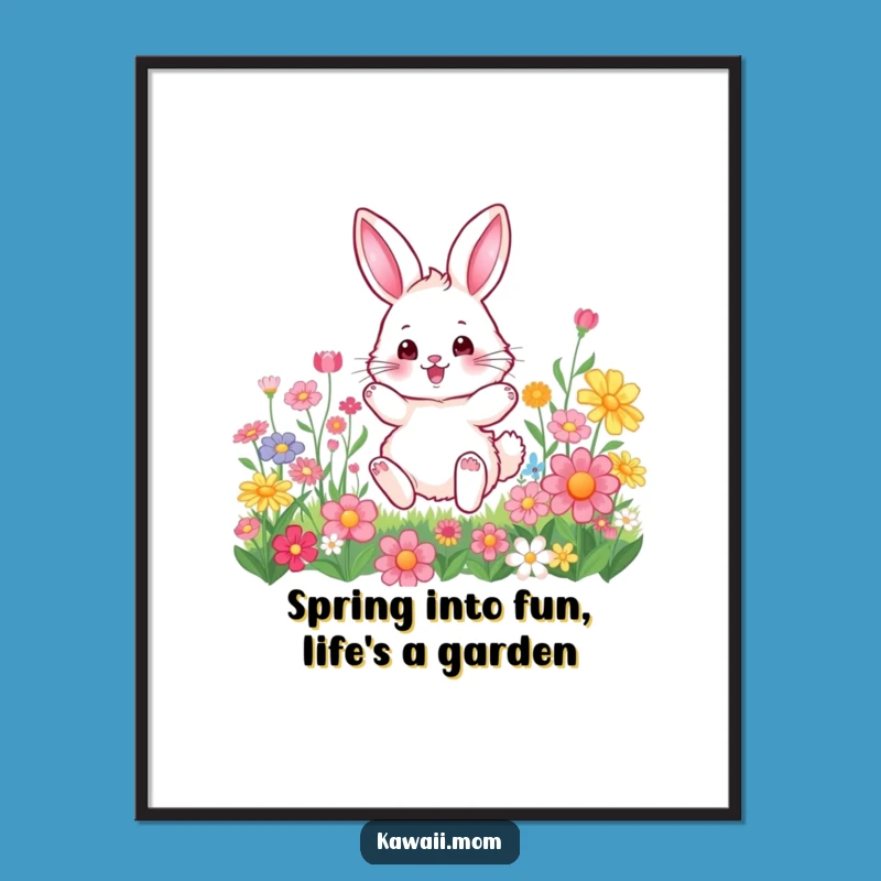 Free Printable Bunny Wall Art: Funny Hopping Flower Design for Joyful, Cheerful Downloadable Decor