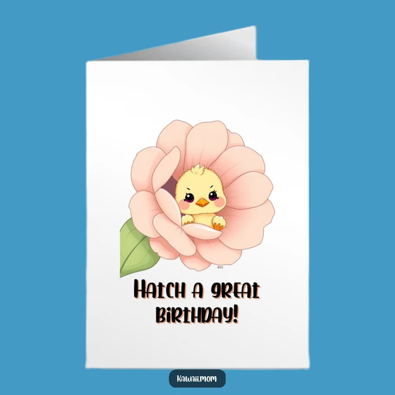 Free Printable Birthday Card: Chick Flower Peek Funny Downloadable Gift