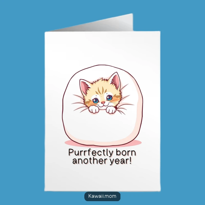 Funny Free Printable Kitten Birthday Card: Cushion Peek Surprise Downloadable Gift