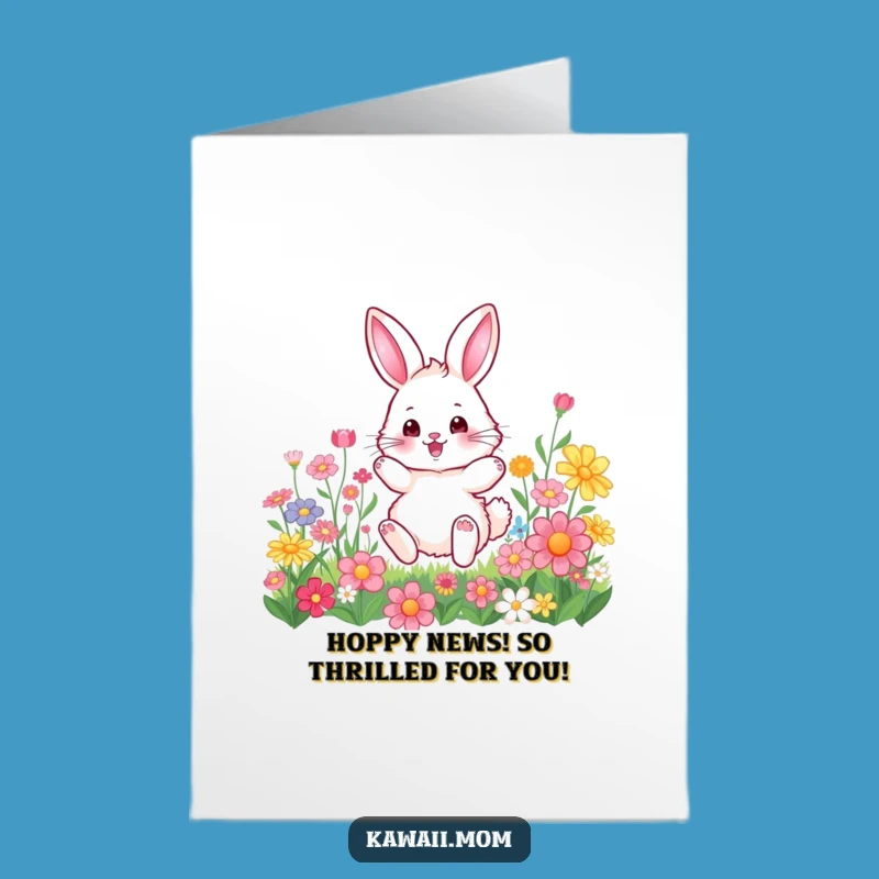 Free Printable Bunny Congrats Card: Funny Hopping Flower Design for a Cheerful Downloadable Gift