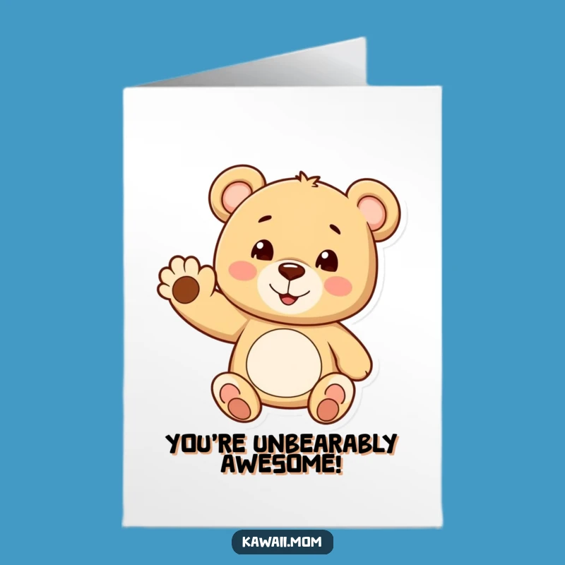 Free Printable Teddy Bear Congratulations Card: Paw Wave Downloadable Gift