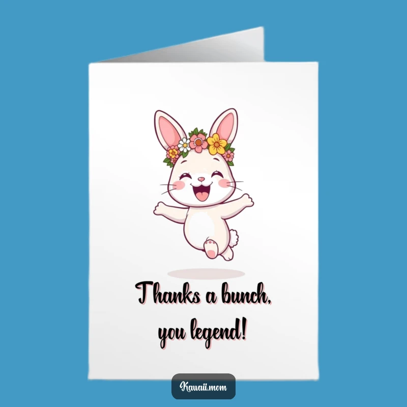Free Printable Thank You Card: Bunny Flower Crown Hop Funny Downloadable Gift