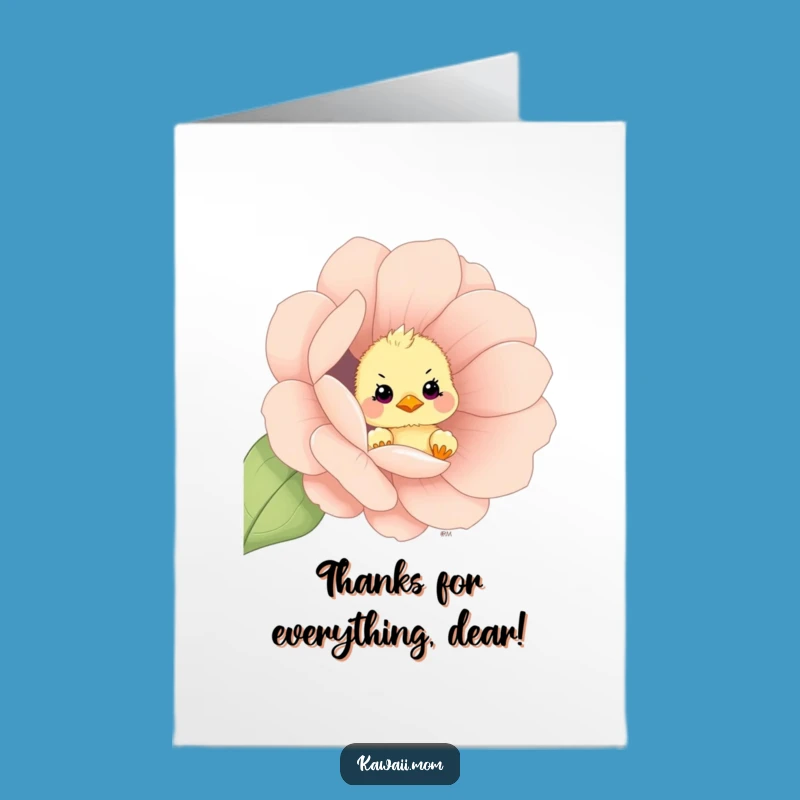 Free Printable Thank You Card: Chick Flower Peek Funny Downloadable Gift