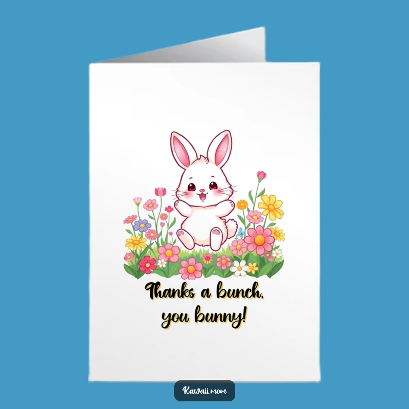 Free Printable Bunny Thank You Card: Funny Hopping Flower Design for a Sweet Downloadable Gift