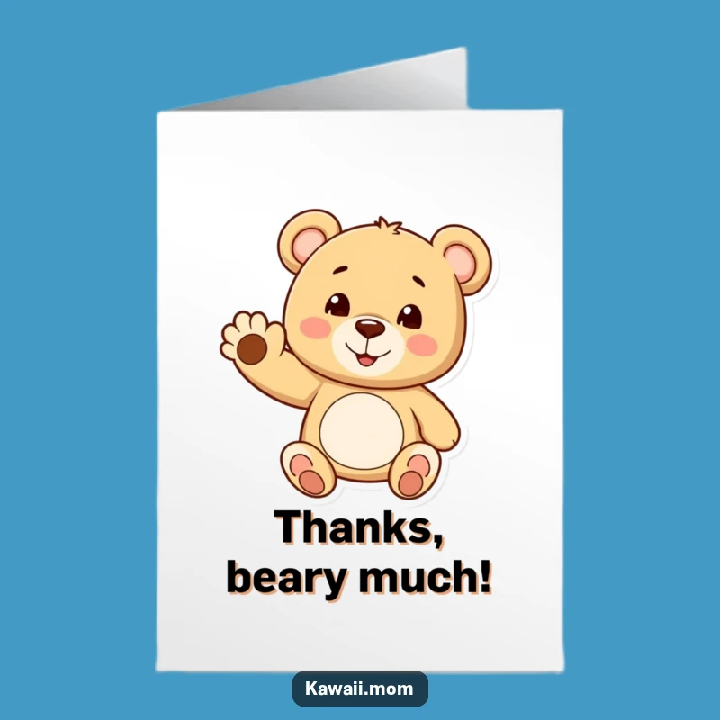 Free Printable Teddy Bear Thank You Card: Paw Wave Downloadable Gift