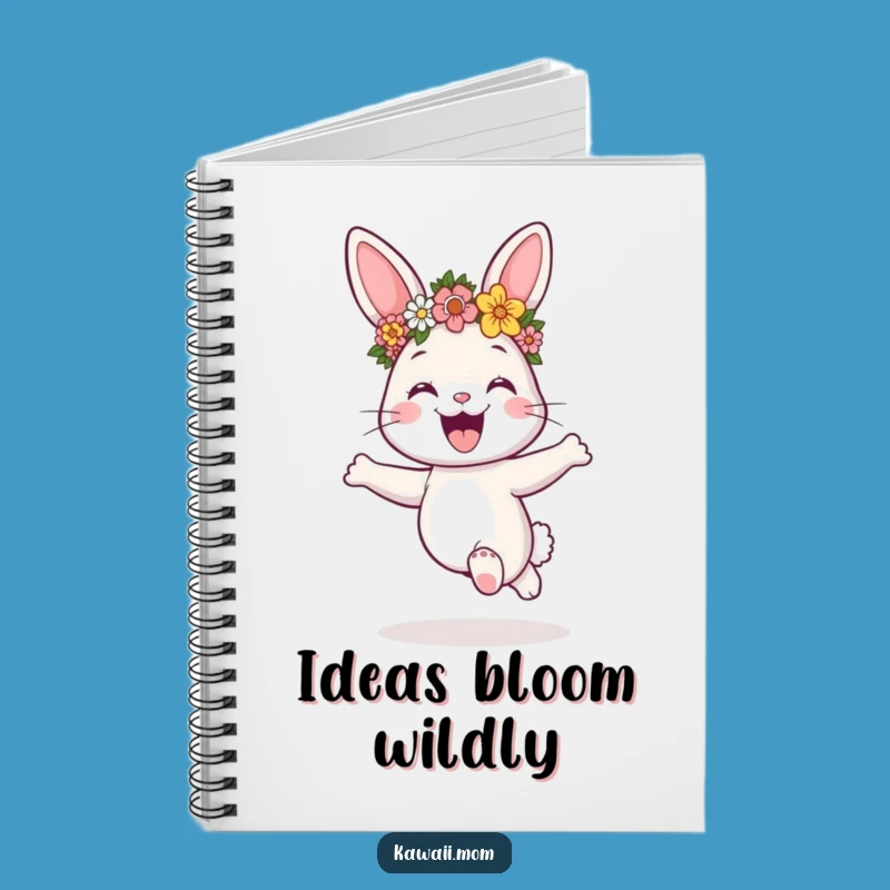 Funny Bunny Flower Crown Notebook - Journal Your Joyful Thoughts Gift