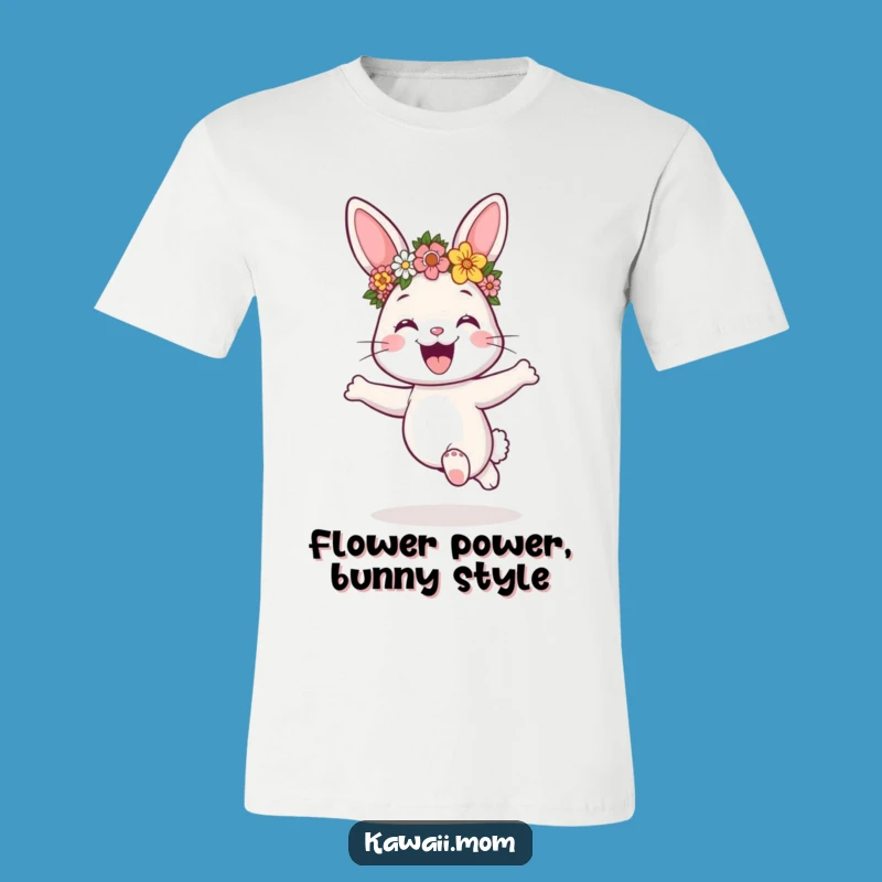 Funny Bunny Flower Crown T-Shirt - Joyful Hopping Design for Animal Lovers Gift