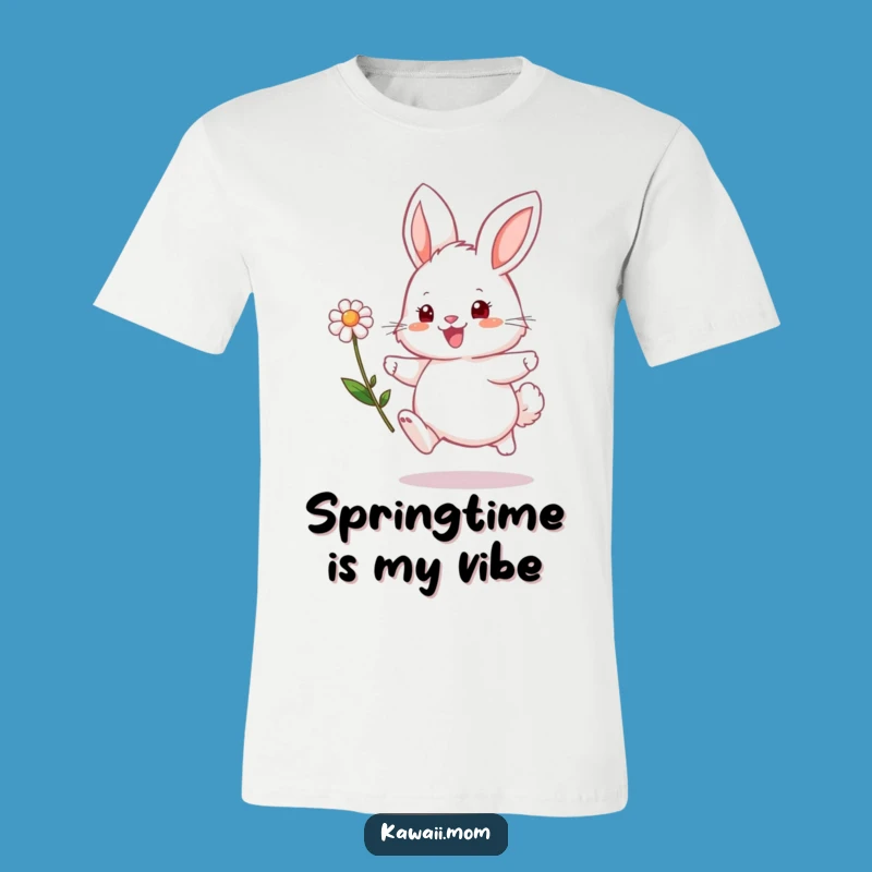Funny Bunny Flower Hop T-Shirt - Comical Fluffy Character Tee for Joyful Occasions