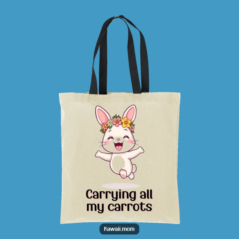 Funny Bunny Flower Crown Tote Bag - Joyful Shopping Companion Gift