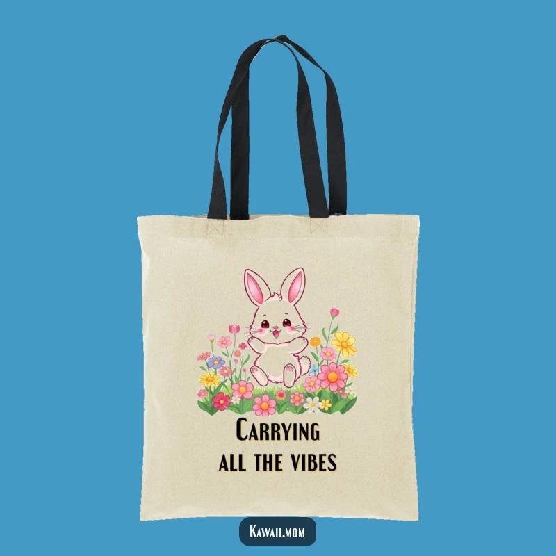 Funny Bunny Flower Hop Tote Bag: Stylish Character Carry-all, Perfect Humorous Gift