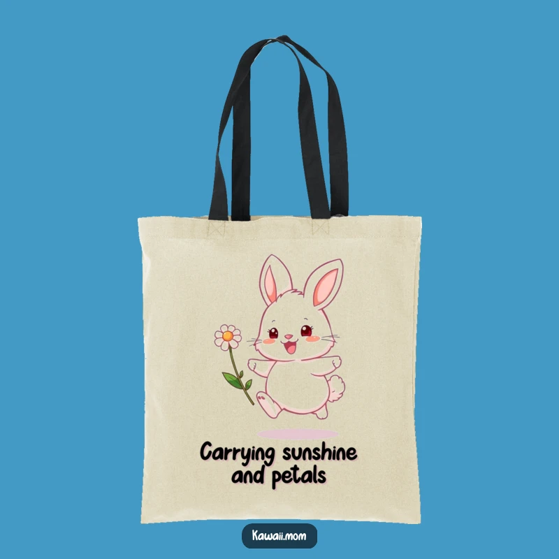 Funny Bunny Flower Hop Tote Bag - Chic Fluffy Character Carryall for Everyday Fun