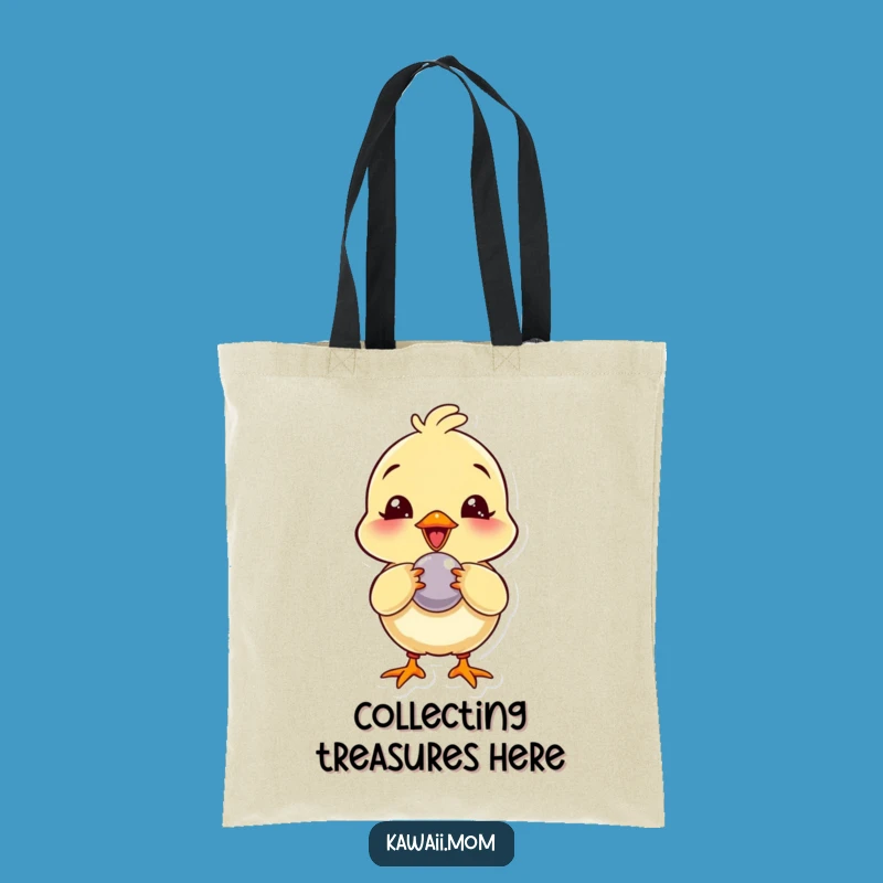 Funny Chick Button Peck Tote Bag: Giggling Character Accessory, Perfect Humorous Gift